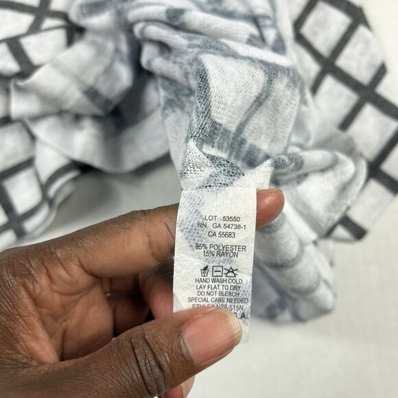 Nallie & Millie Asymmetric Tunic Grid Windowpane 3/4 Sleeve Boho Top MEDIUM - Picture 8 of 11